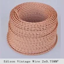 2*0,75 мм2 Эдисона электропровод в стиле ретро розовое золото витой провод медь Ретро текстильный кабель плетеный кулон свет шнур лампы 10 м