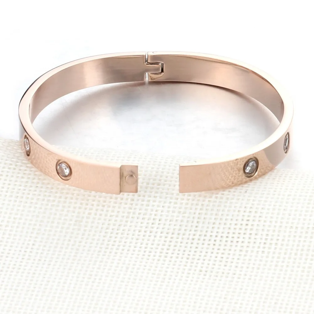 Korean-style Korean style stainless steel love bracelet COUPLE'S Eternal Ring cross pattern buckle full of crystals titanium ste