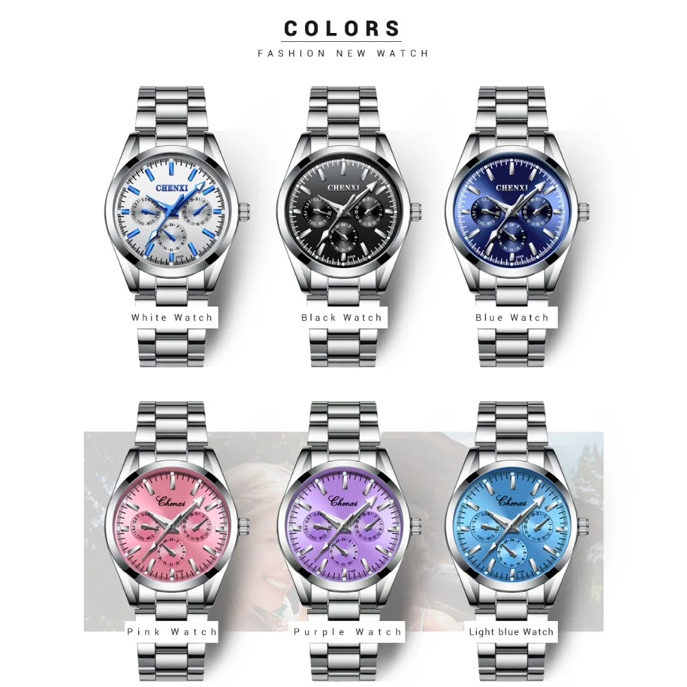 Женские Серебристые часы CHENXI кварцевые наручные женские Relogio Feminino Montre Femme|Женские