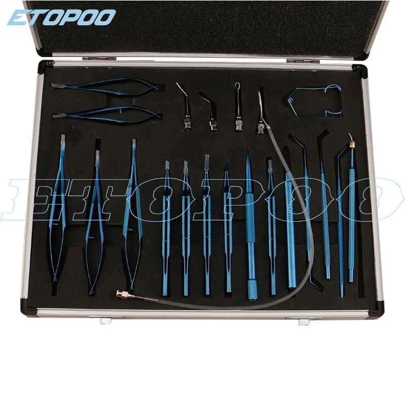 

21PCS/set Titanium Alloy Eye Ophthalmic Cataract & Intraocular Set Surgical Instrument Eye Micro Surgery Tools with retail box