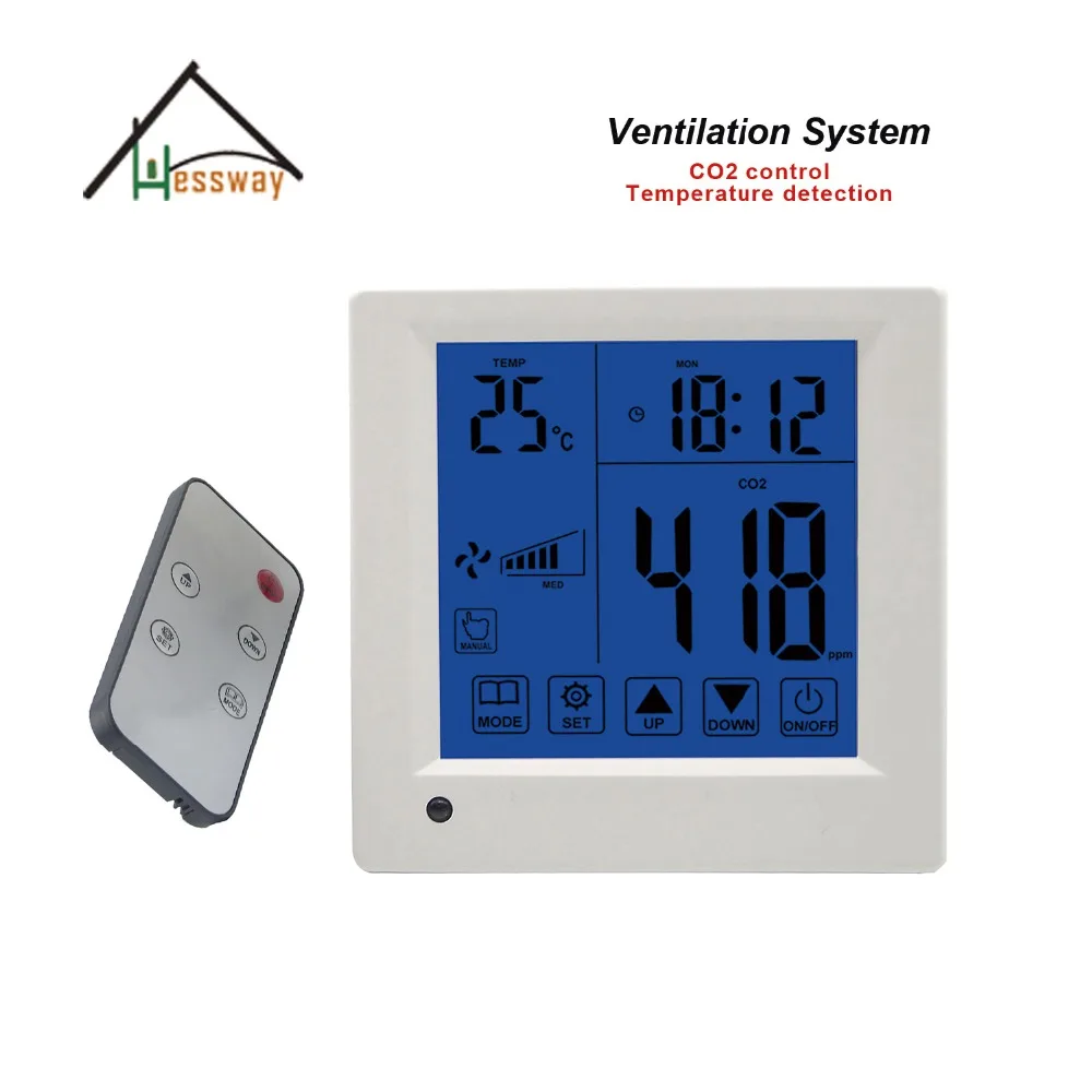 Temperature, time display air quality controller CO2 adjustment 350