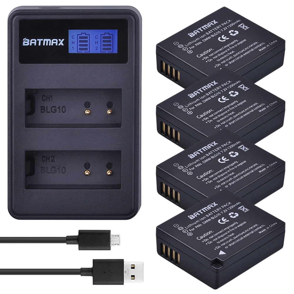 Preise Batmax 4PCS DMW BLG10 DMW BLE9 DMWBLG10 Batterie + LCD USB Dual Ladegerät für Panasonic BLG10E BLG10GK BLG10 DMC GF6 DMC GX7 GF6 GX7