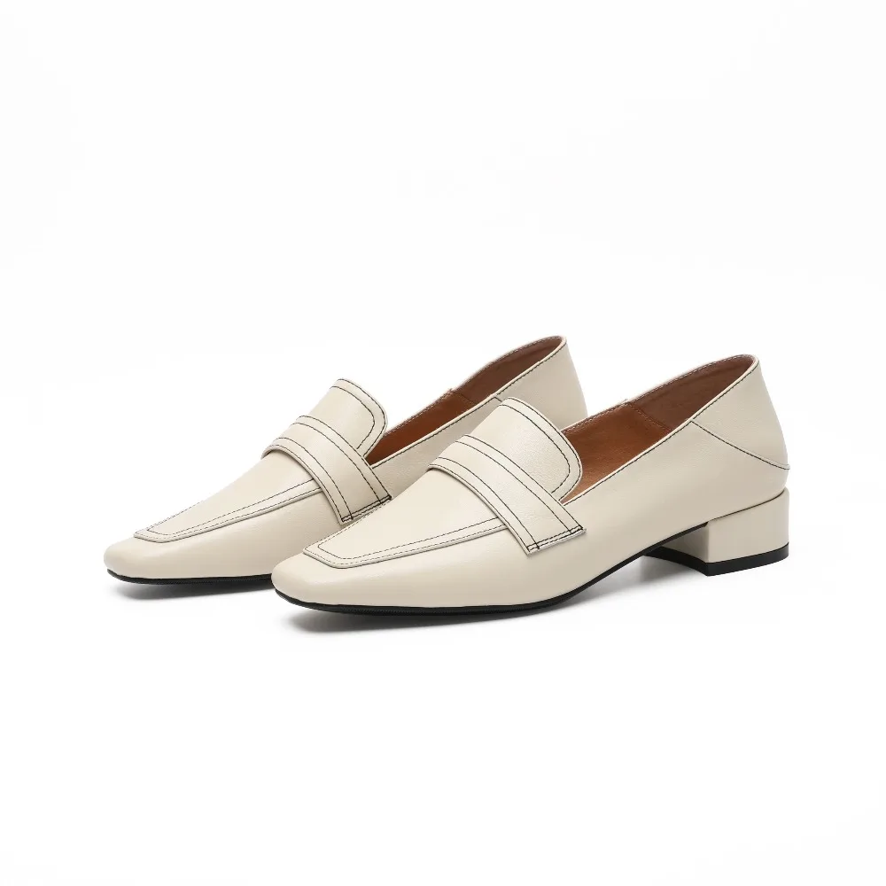Taille Chaussures Beige Printemps 40 De Richelieu Automne Mocassins Dame Carré Femmes Glissement En Furtado 33 Véritable 2018 Mode Bout Sur Cuir Arden black xn1RqUfI