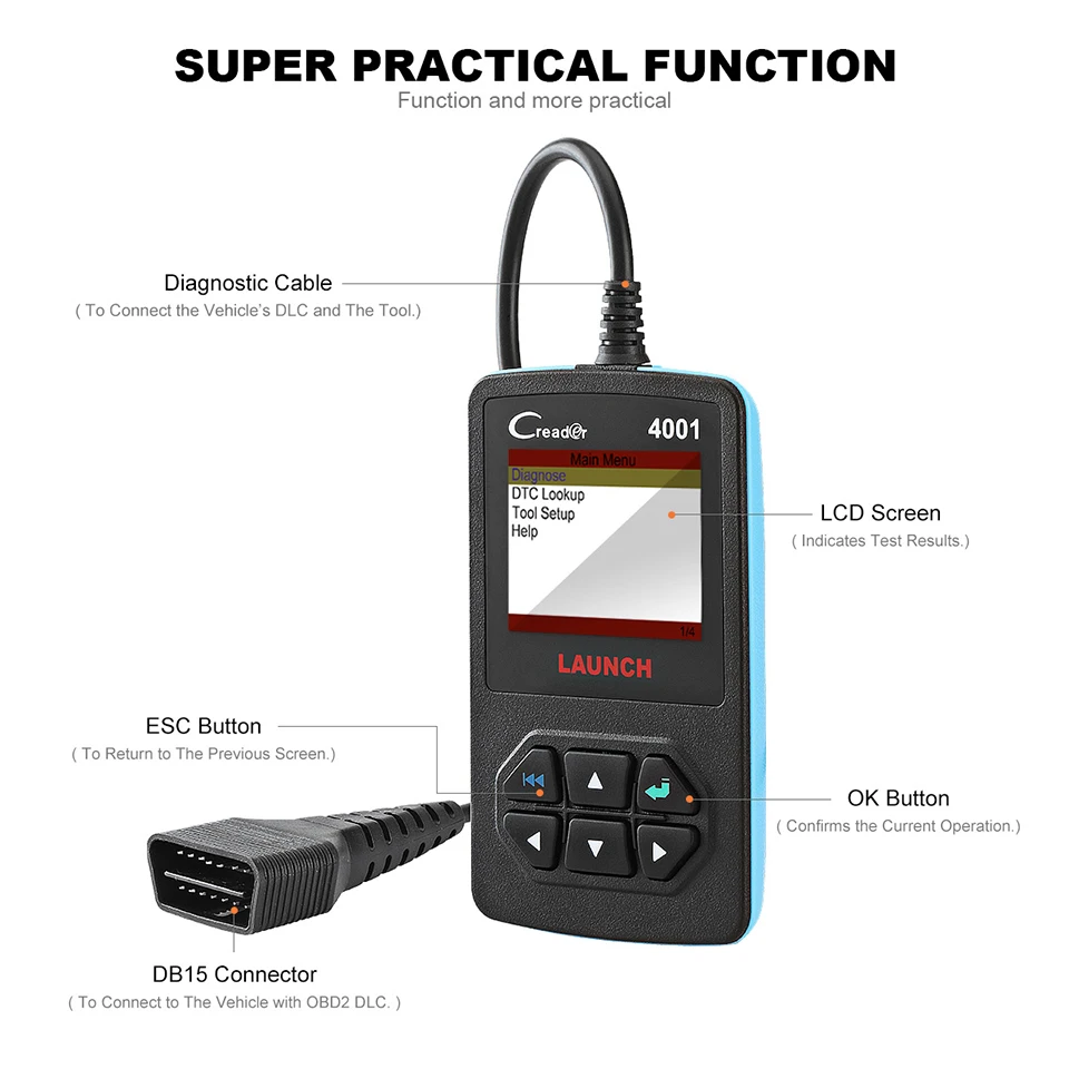 Launch DIY CReader 4001 CR4001 OBDII/EOBD Автомобильный сканер диагностический инструмент