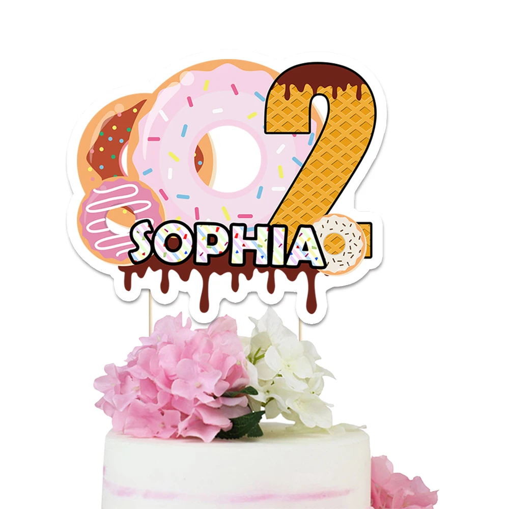 Donut Theme Party Cake Topper Dessert Tea Time Donuts Baby Kids Birthday Event Party Decorations Supplies Custom Made Topper Cake Decorating Supplies Aliexpress