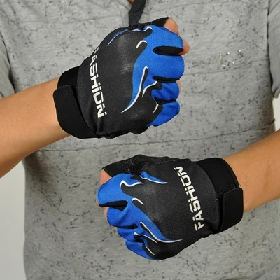 Брендовые новые мужские перчатки для спорта на открытом воздухе, велосипедные перчатки для мужчин, походные перчатки без пальцев, тактические варежки# BL5 - Color: Blue