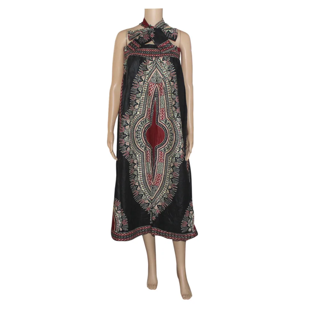 

Dashiki 100% Cotton WAX Boho Print Party Sexy Off shoulder Wax Beach Dress