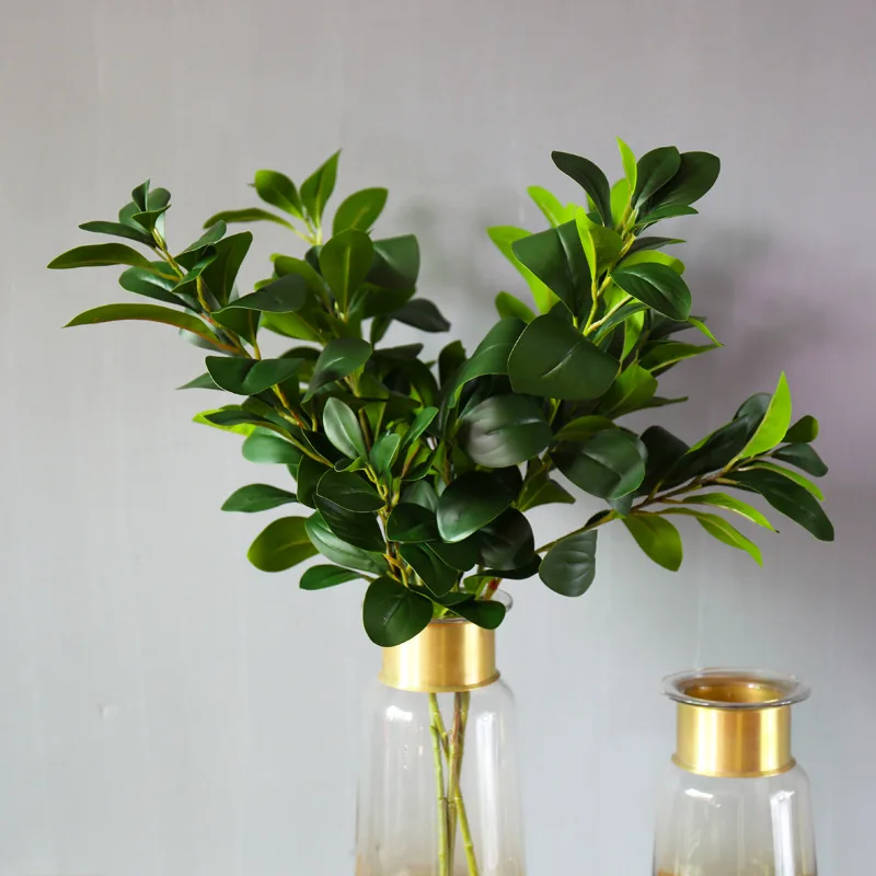 Flone 3 Branch Artificial Green Plant Fake Real Touch Plant Simulation Plant Flowers Bouquet Wedding Home Party Decor Floral  (8)