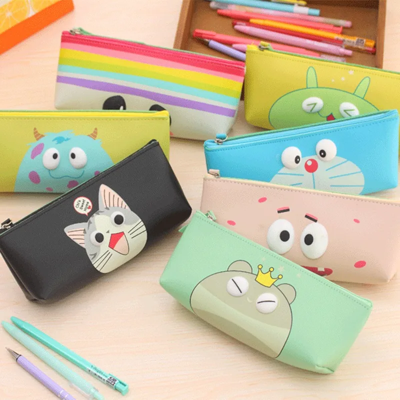 

Cartoon Totoro PU Leather Pencil Case Boy Girl Large Pencil Bag Pencilcase Storage Box Stationery School Office Writing Supplies