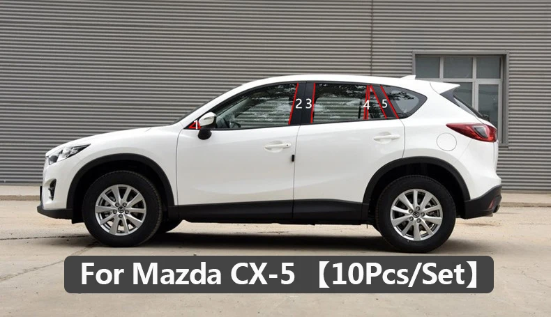 MAZDA 3 AXELA MAZDA 6 ATENZA CX-4 CX-5 Car Window Column Decorative Sticker Mirror Black B C Pillar Cover Mouldings (12)