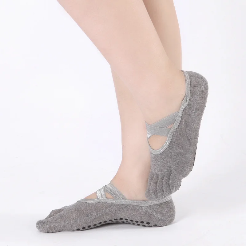 1 Pair Women Silicone Anti Slip Sock Slippers Cotton Yoga Socks with