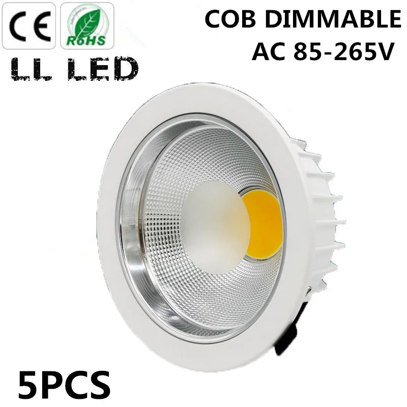 

5PCS 5W 7W 10W 12W 15W 20W 30W 40W 50W 60W COB downlight Dimmable Recessed LED Ceiling Lamp Spot Light White/warm led lamp cree