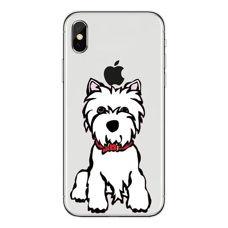 TPU Encantador dos desenhos animados cao wetie Magro caso de telefone de silicone Macio Para iPhone 5 6 7 8 Plus Mais X XR Xmax - Цвет: TPU