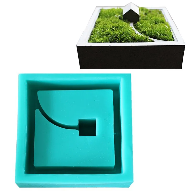 

1PC Square Geometric Shape Plant Potted Cement Pot Silicone Mold Manual Clay Craft Plaster Concrete Silicone Mould Office Decor