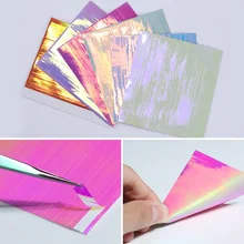 BORN PRETTY 6 листов 3D клейкая голографическая наклейка для ногтей ультратонкая Лазерная линия конфетная наклейка из фольги для ногтей