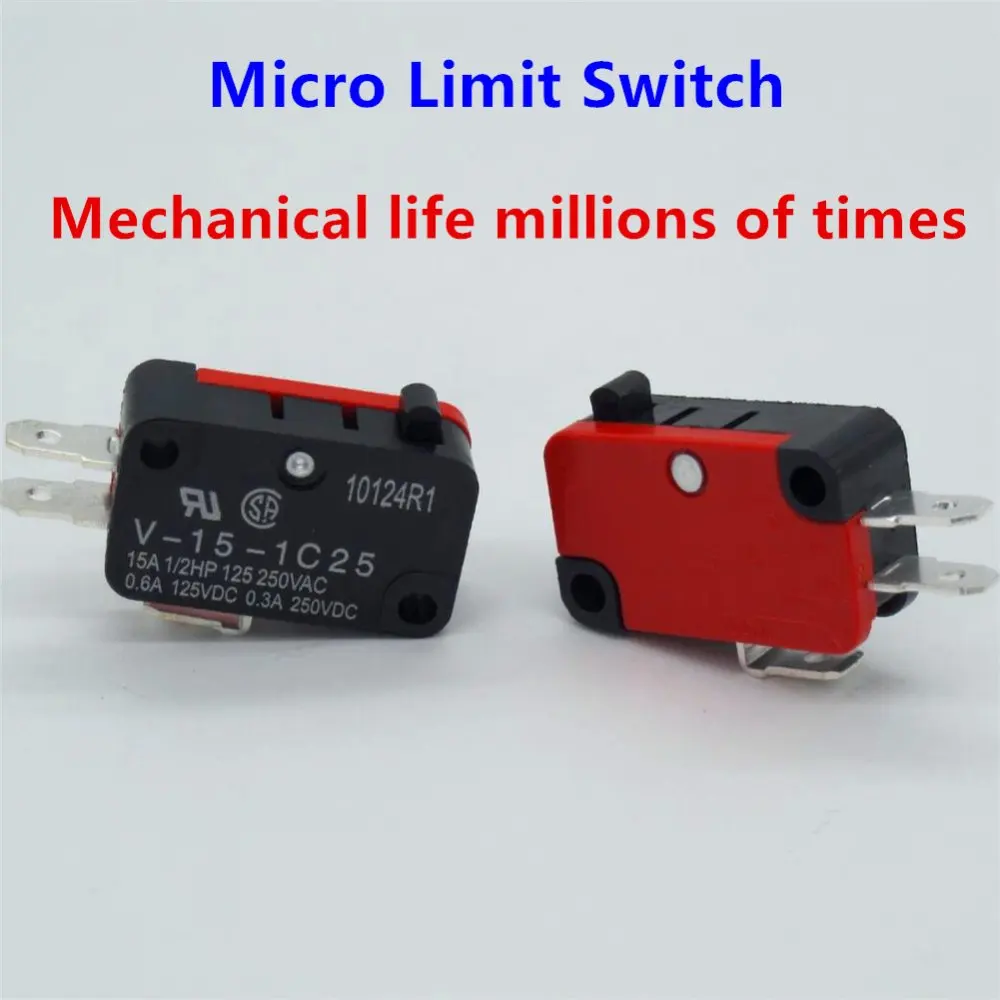 

100 Pcs / Lot 250V 16A Microwave Oven Door Arcade Cherry Push Button SPDT 1 NO 1 NC Micro Switch V-15-1C25