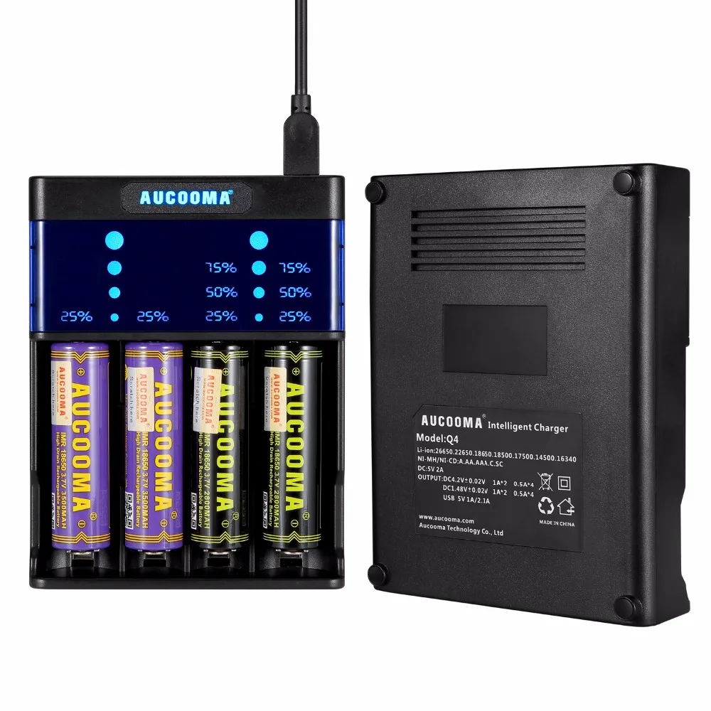 

1pc high quality 4 slots charger Q4 USB line Battery Charger 18650/AA/AAA LCD display free shipping (Not include battery)