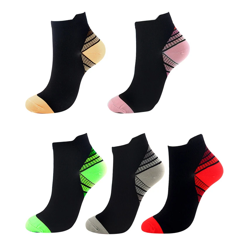 5 пар/лот компрессионные короткие носки для женщин и мужчин, чулки для велоспорта, варикозные носки для ног, Компрессионные спортивные нейлоновые носки для бега - Цвет: 5 Pairs mixed colorB