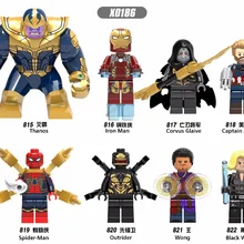 80 шт. X0186 Супер Герои танос черная Widow Железный человек Corvus Glaive Outrider строительные блоки кирпичи экшн дети подарок игрушки