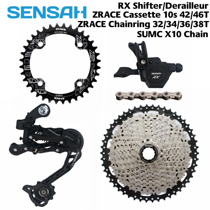 

SENSAH RX 10 Speed Shifter + Rear Derailleurs + 42T 46T ZRACE Cassette / Chainrings + SUMC X10 Chain Groupset, PCR BEYOND M6000