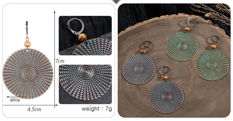 Vintage Bronze Geometric Women's Earrings Jewelry 2019 Long Metal Tass (6)