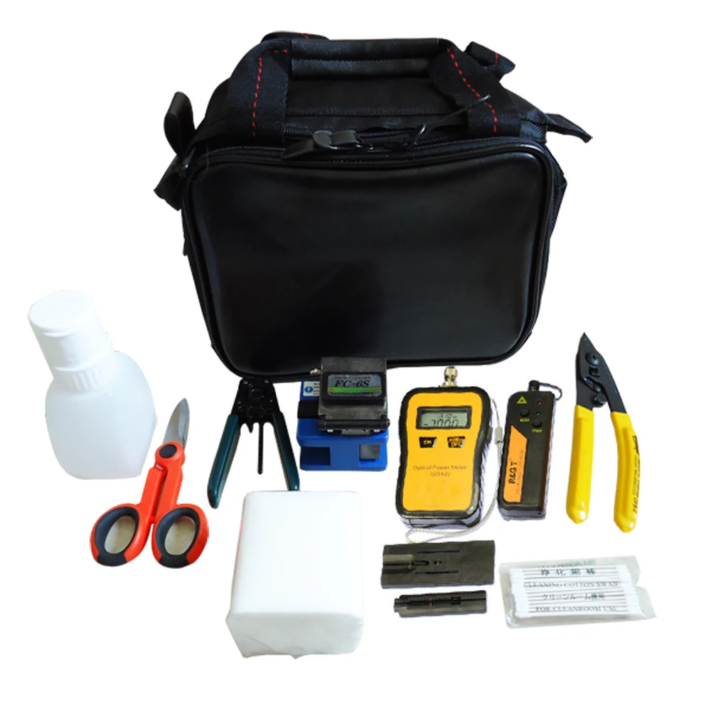 Fibra Optica FTTH Tool Kit FC 6S Fiber Cleaver Cutter Laser Optical Power Meter 10Mw Fiber