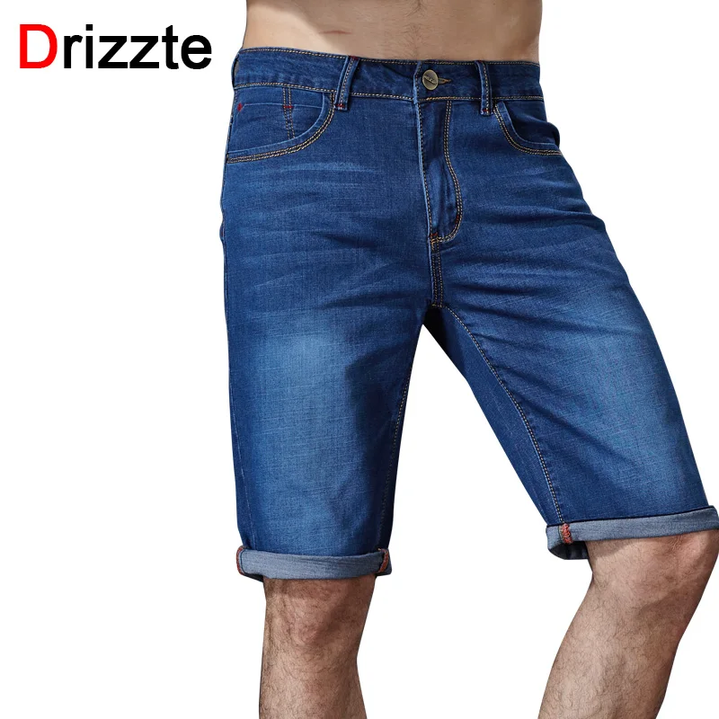 Drizzte Brand Mens Casual Stretch Blue Denim Shorts Men Jeans Summer