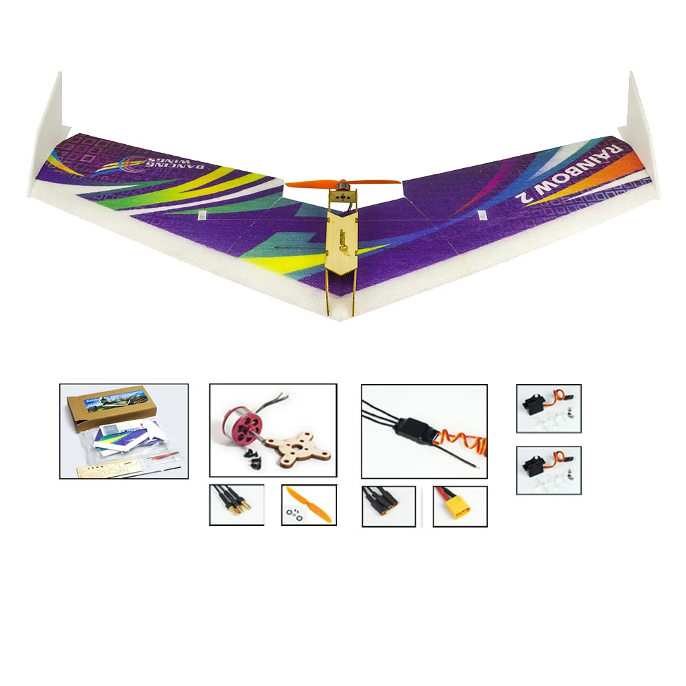 

E0604 Rainbow II RC Airplane Model Aircraft 1000mm Wingspan DIY KITs Delta Wing Tail-pusher Flying Dron RC Toys