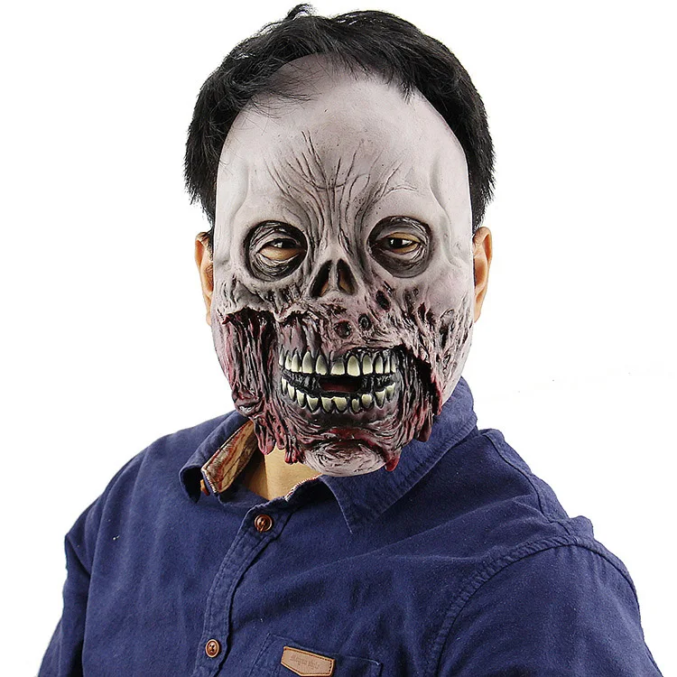Зомби грубая маска ужаса, маска для Хэллоуина реквизит для дома с привидениями, страшная латексная маска призрака для мужчин - Цвет: M1822510 about 80g