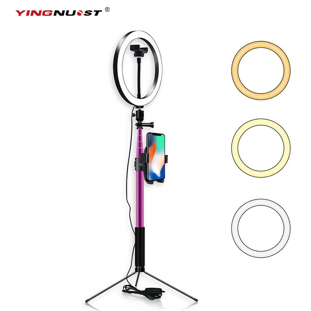 

26cm LED Ring Light 5500K Photo Studio Light Photography Dimmable Video For Phone With 180CM Tripod Selfie Stick & Phone Holder