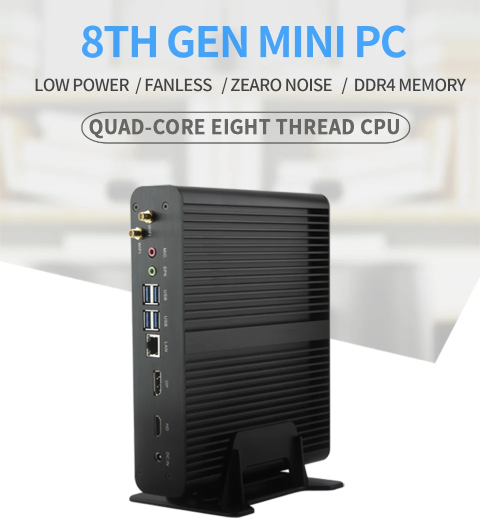 Partaker мини-компьютер без вентилятора i7 8550U i5 8250U i3 8145U 2 * DDR4 Msata + M.2 SSD Micro PC Win10 Pro Barebone HTPC Nuc VGA HDMI