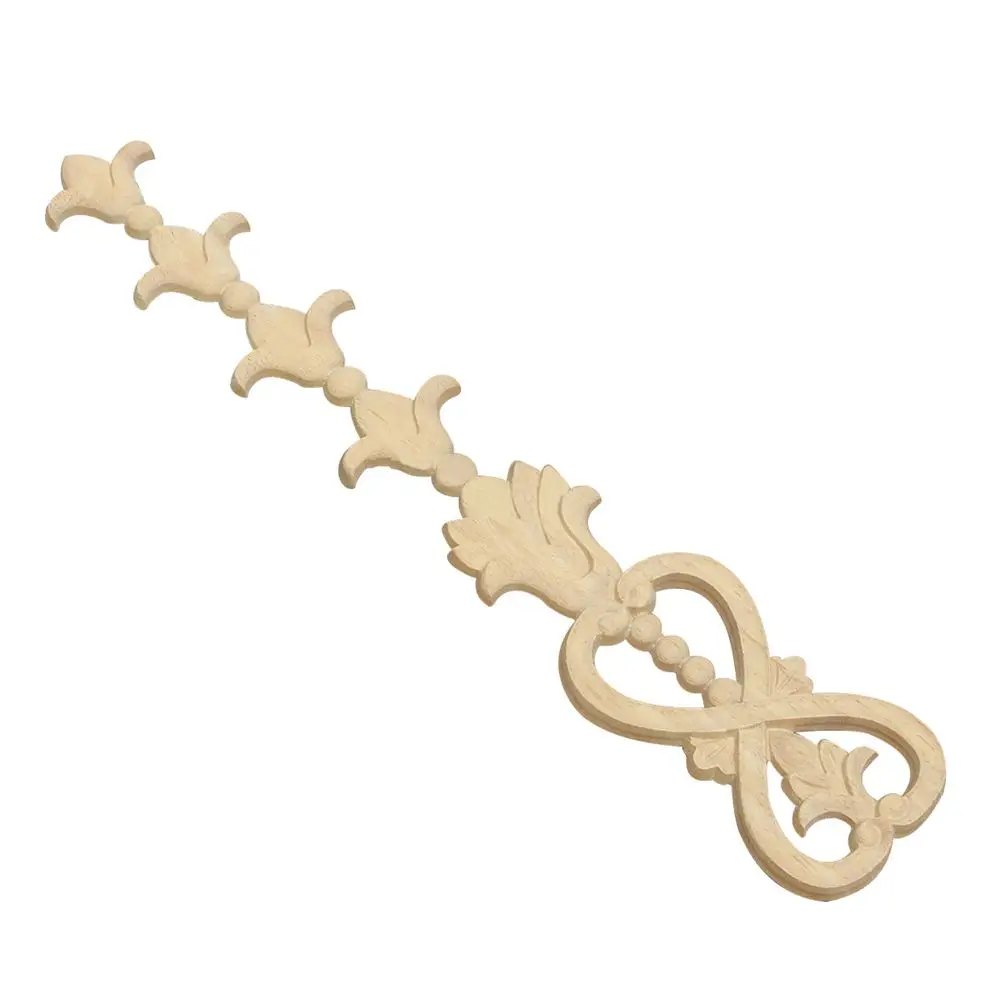 

Rubber Wood Carved Onlay Applique Unpainted Flower Door Home Furniture Decor size:36X7cm