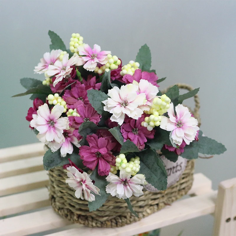 JAROWN Simulation European Small Chrysanthemum Artificial Silk Cosmos Flowers For Wedding Photography Decoration Home Decor (6)