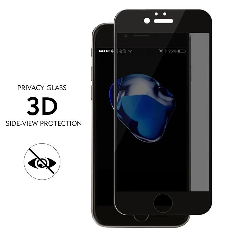 YKSPACE Anti Spy Screen Protector For iPhone 8 7 6 6s Plus 5 5S 5C SE Anti Peeping Glare