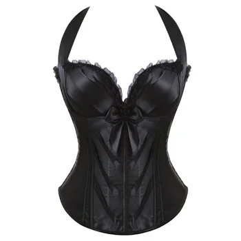 

Women Black Overbust Boned Corset Burlesque Steampunk Accessories Woman Top Lace-Up Costume Sexy Plus Size Gothic Bustier Corset