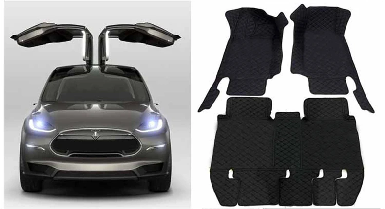 Lsrtw2017 волокна кожи для автомобильных ковриков для Tesla модель X для детей 5, 6, 7, наклейка на сиденья