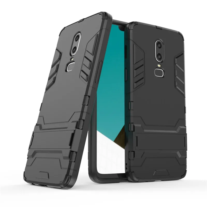 

For Oneplus 6 case Luxury ShockProof Hybrid TPU Armor Stand Rubber Back Cover For One plus 6 Hard Rugged Coque Shell Fundas