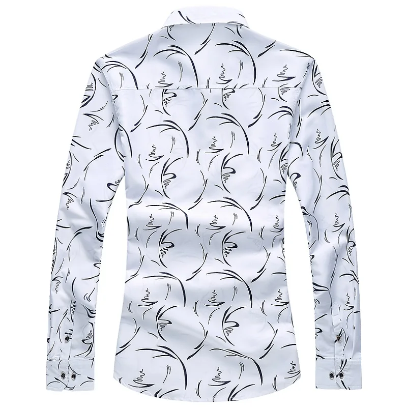 M-6XL мужские футболки с цветами 20197 весенние повседневные рубашки с длинным рукавом на пуговицах с цветочным принтом размера плюс Camisa Social Masculina