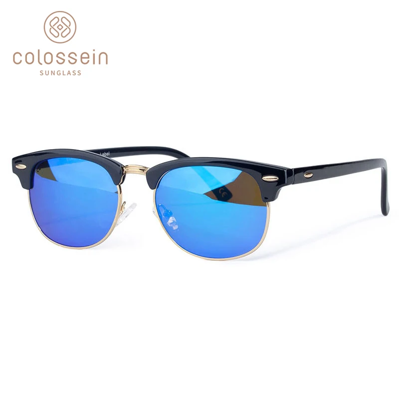 

COLOSSEIN Retro Round Glasses Polarized Mirror Sunglasses Men Fashion Oval Lens Glasses Brand Designer Adult Eyewear