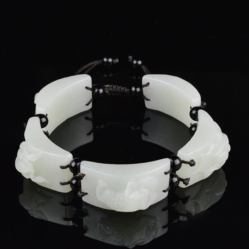 

KYSZDL Natural Hetian white jade hand-carved Bracelets centipede/scorpion/Toad/snake/spider men domineering white jade bracelet
