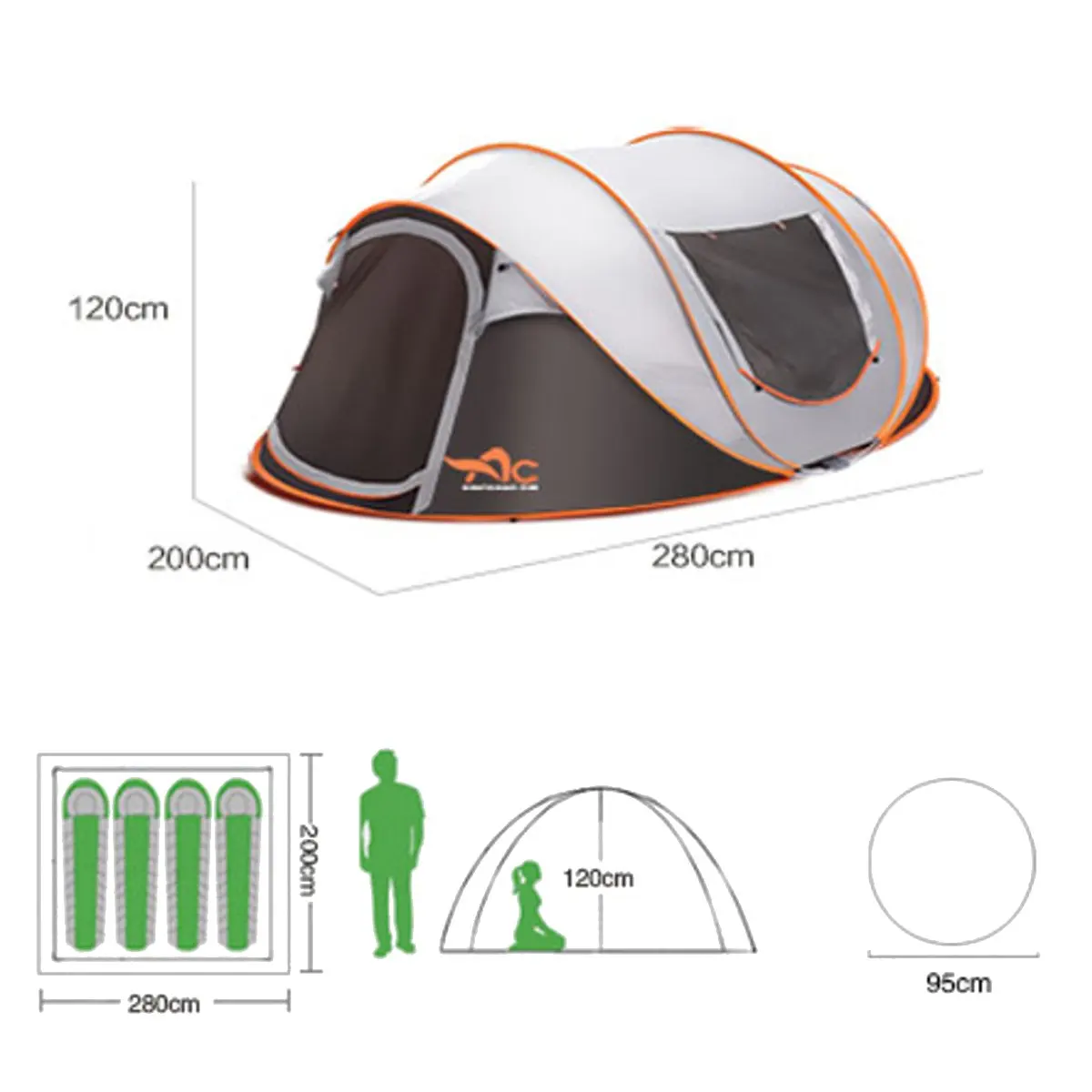 Waterproof Camping Paly Tent Travel Playpen Large Space For Child Kids Play Activity Indoor And Outdoor 280x200x120cm