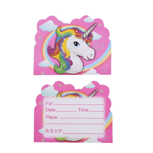 10 pcs pack kawaii cartoon unicorn party invitation card birthday invitations card for birthday