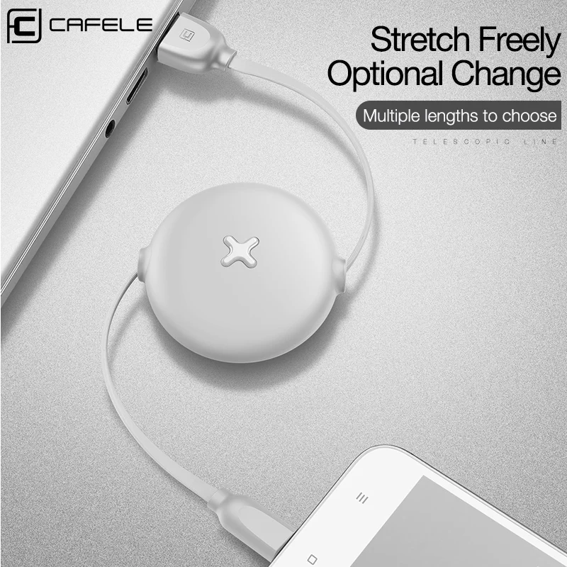 CAFELE type c usb Cable for samsung huawei xiaomi Candy colors Fast Charging Flat Retractable Usb cable Charger Data sync Cable