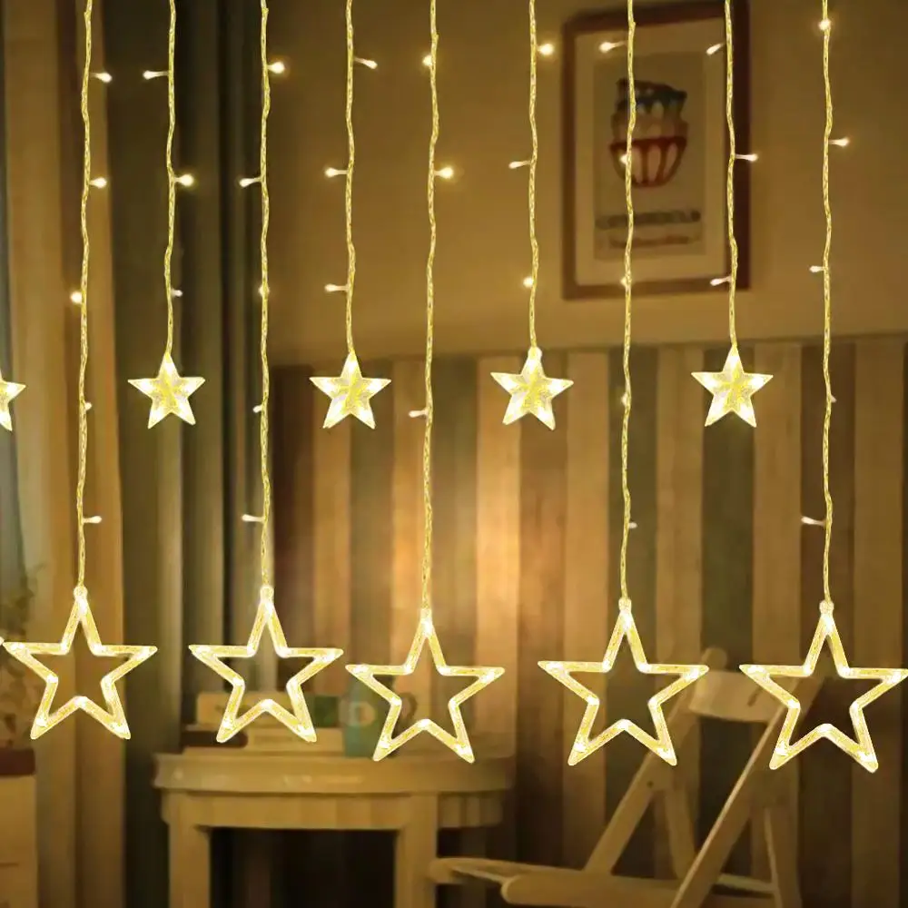 

2.5M Christmas Decoration LED Lights AC 220V Noel Natal Fairy Star LED Curtain String lamp for home New Year Christmas lighting