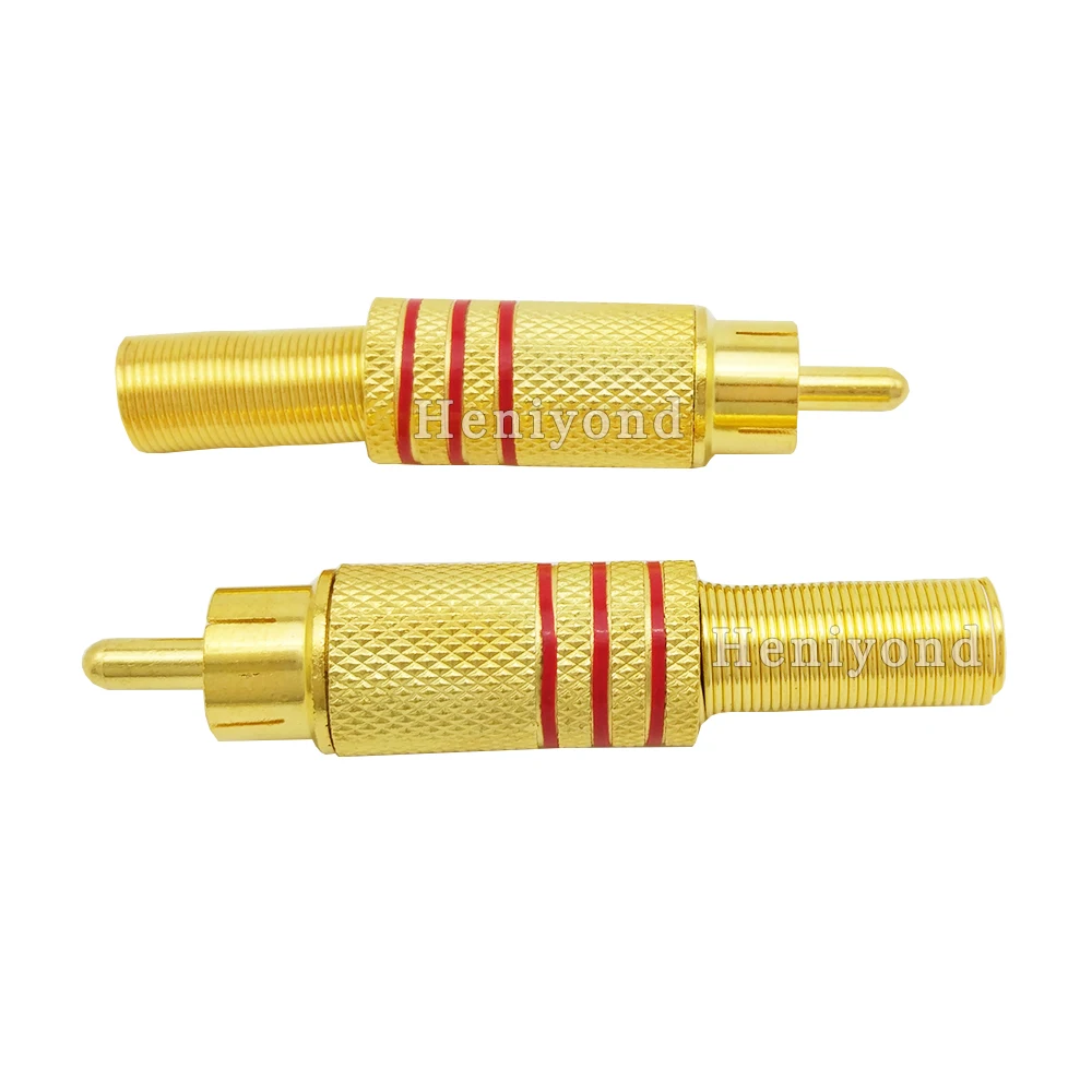 10PCS RCA Connector Male jack Plug AV Plugs for PC Audio Vedio Welding DIY Parts Gold Red Metal Spring 10PCS RCA Connector Male jack Plug AV Plugs for PC Audio Vedio Welding DIY Parts Gold Red Metal Spring