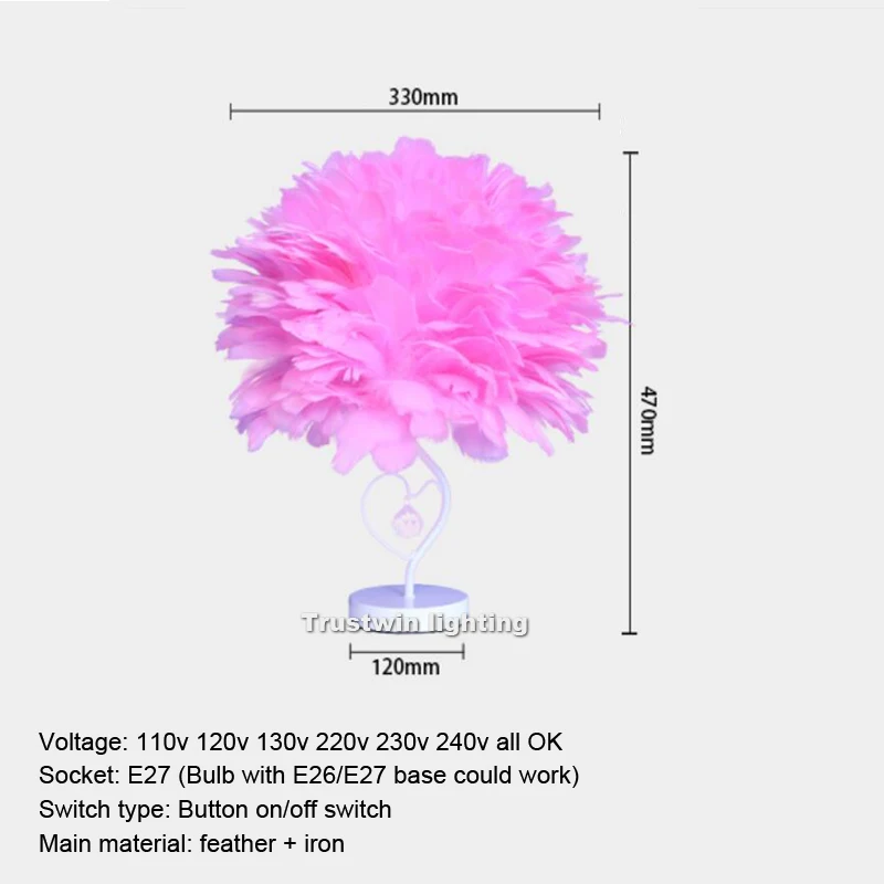 Фойе гостиная спальня перо Настольная лампа свет светодиодный Кристалл Декоративные настольная лампа прикроватной тумбочке перья, перо Настольная лампа