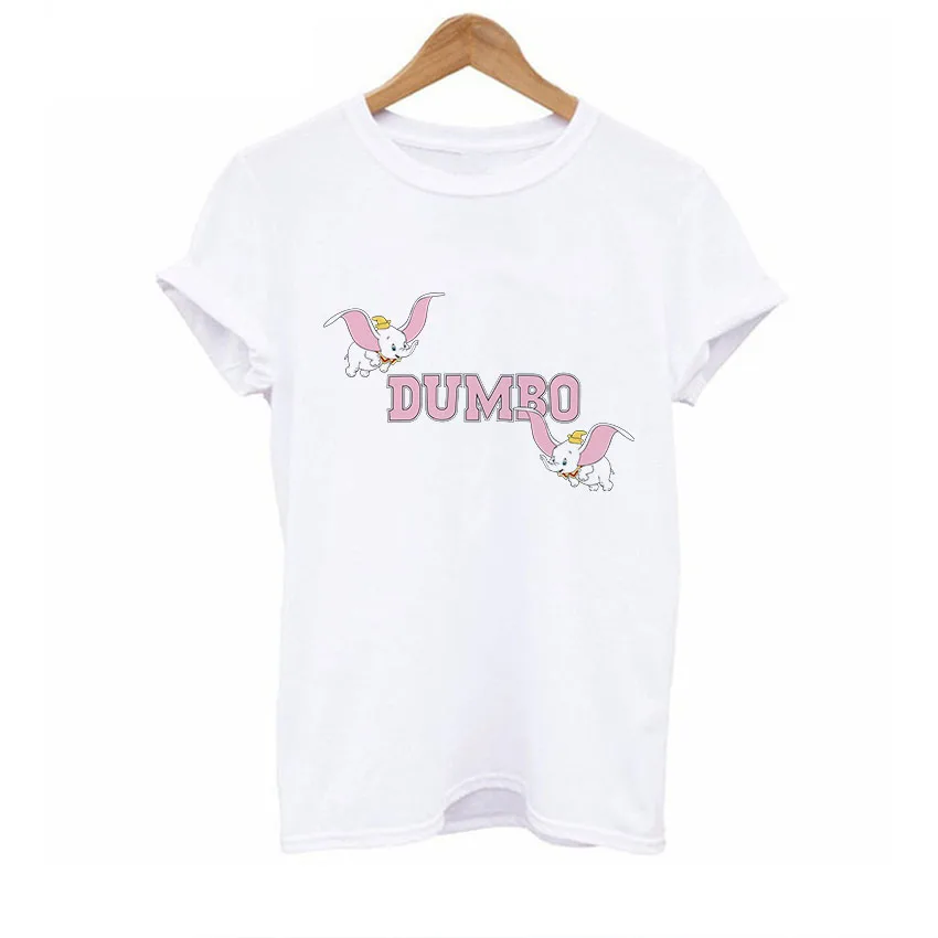 BTFCL Dumbo, женская футболка, Забавный слон, Camiseta Dumbo, футболка с принтом, женская, американская, популярная, футболка, милая, 90 s, футболка с животными - Цвет: white35