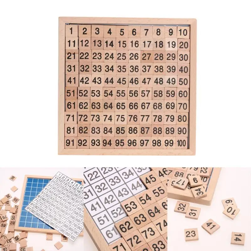 

Montessori Educational Wooden Digital Board 1-100 Continuous Numbers Kids Child Math Arithmetic Teaching Toys For Children