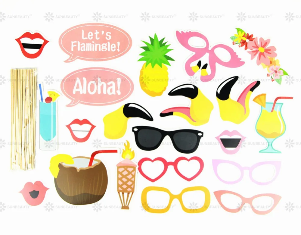 Printable Hawaiian Photo Booth Props Beach Luau Hawaiian Party