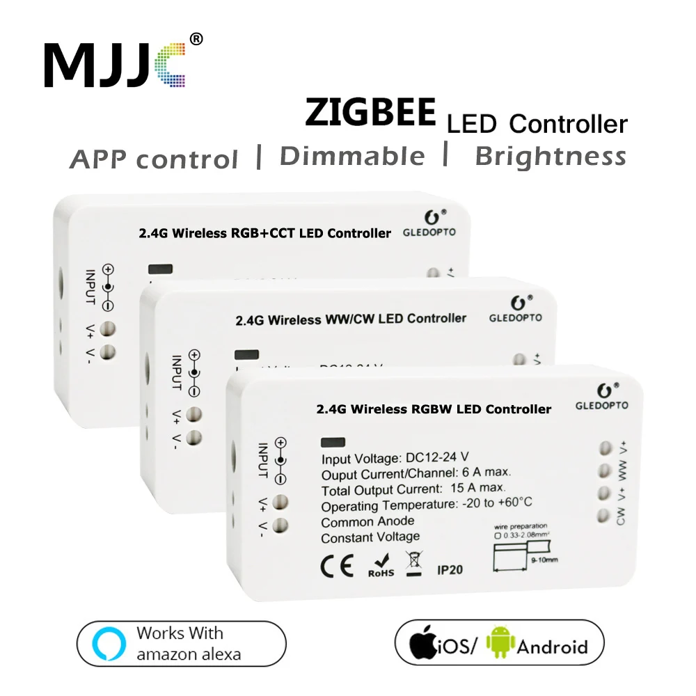 Zigbee LED Controller RGB CCT WW CW LED Dimmer DC 12V 24V LED Strip Controller ZLL APP Controlled LED RGBW Smart Home RGB